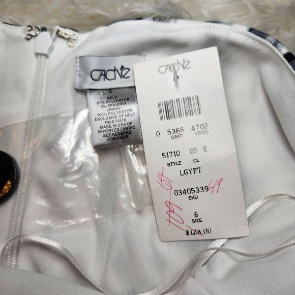 New Cache Y2K Abstract Belted Halter Mini Dress - Picture 8 of 11